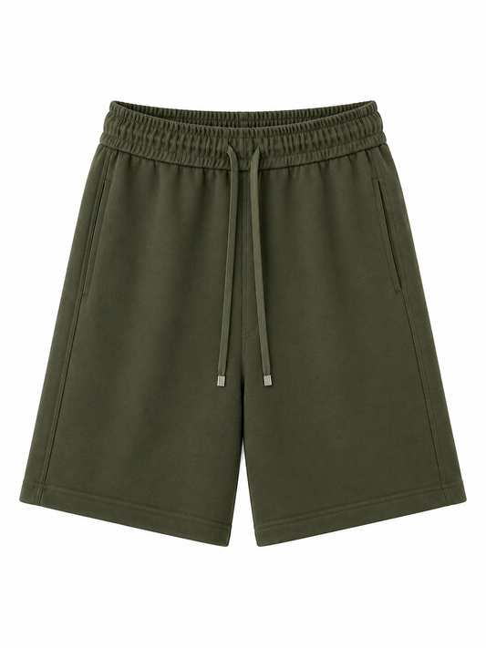 Olive Green Relaxed Fit Sweat Shorts