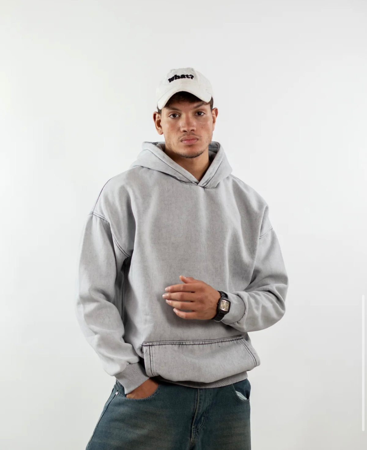 Light Gray - Washed Oversized Hoodie