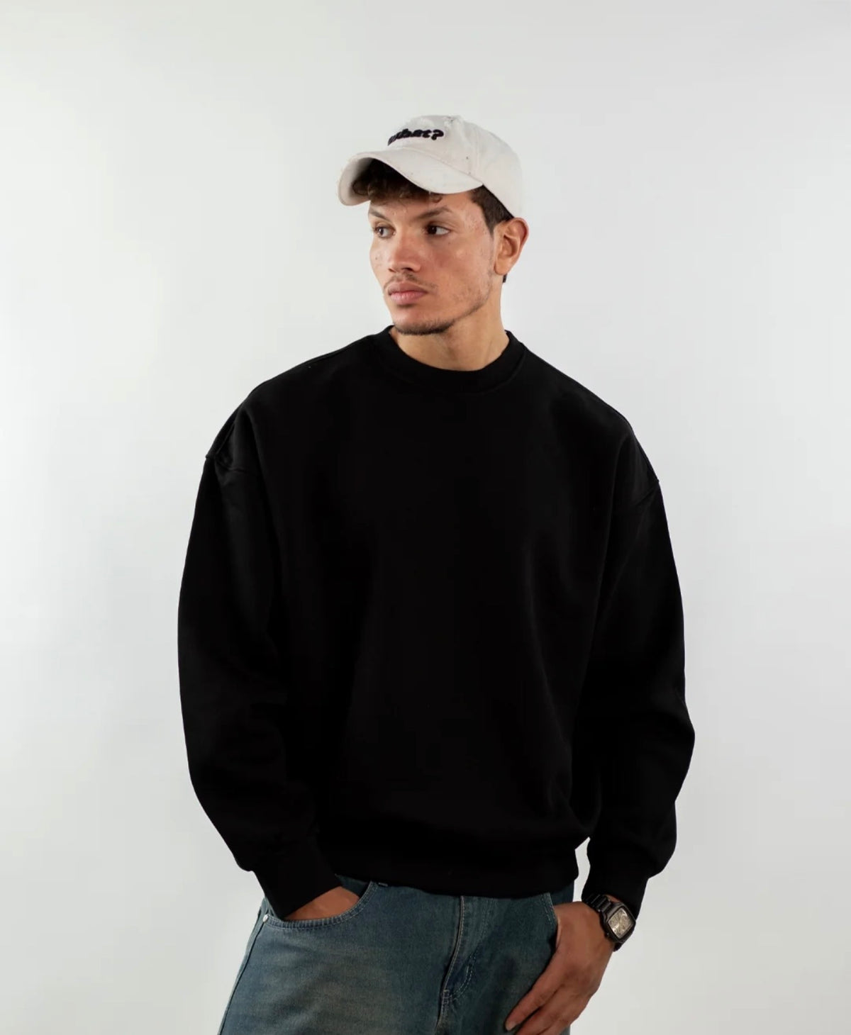 Black - Boxy Crew Nick