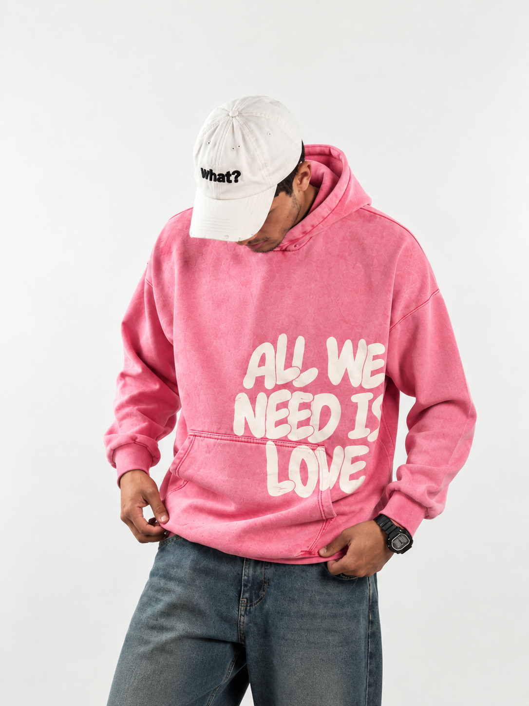 All We Need Is Love - Rose Washed Oversized Hoodie
