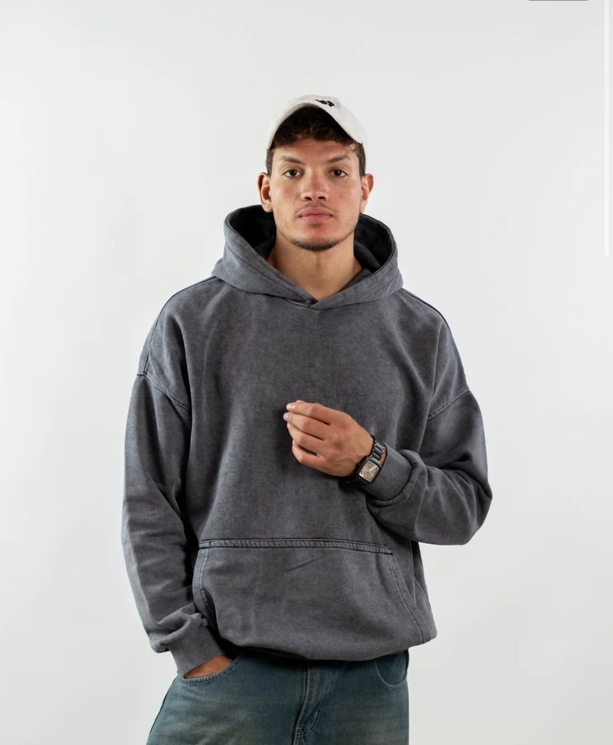 Dark Gray - Washed Oversized Hoodie