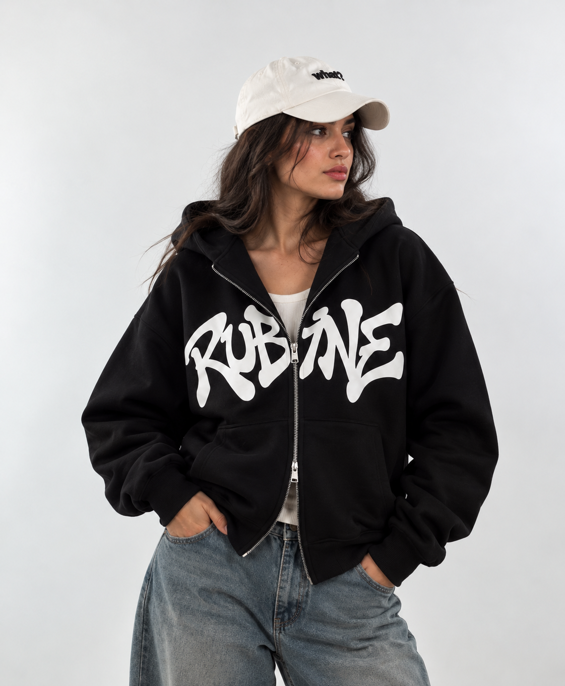 Rubine Graffiti- Black Boxy Zip Up