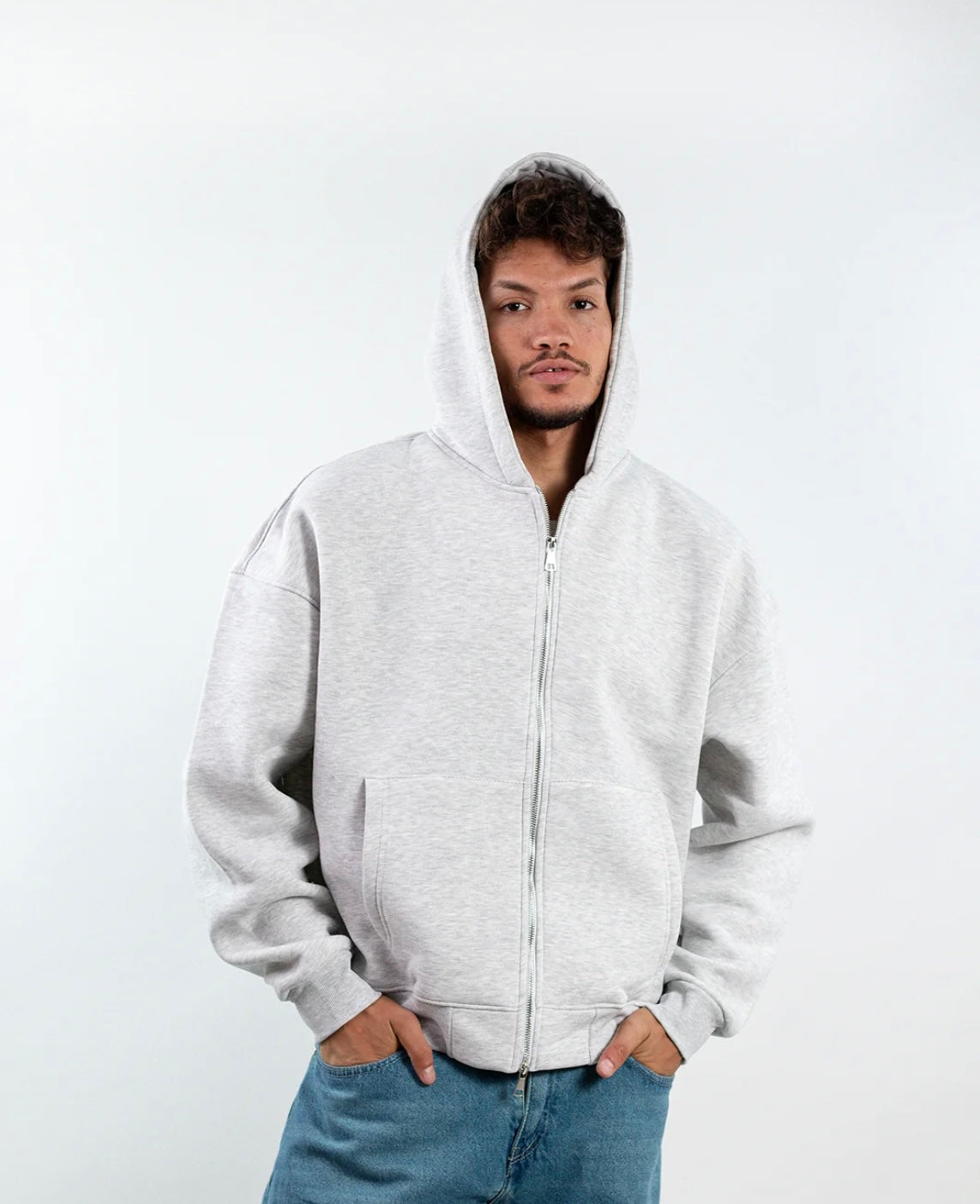 Boxy Zip Up-Gray