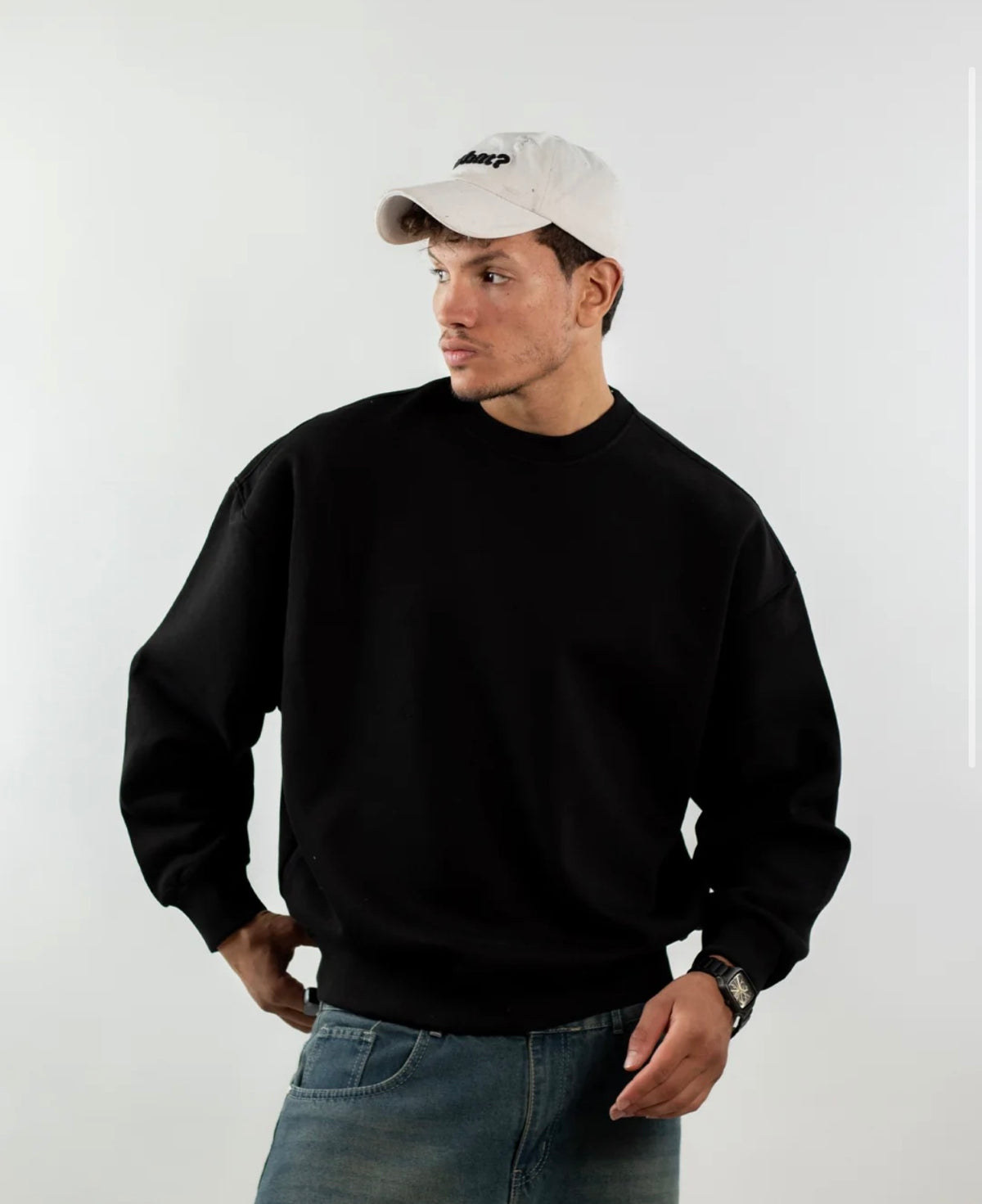 Black - Boxy Crew Nick