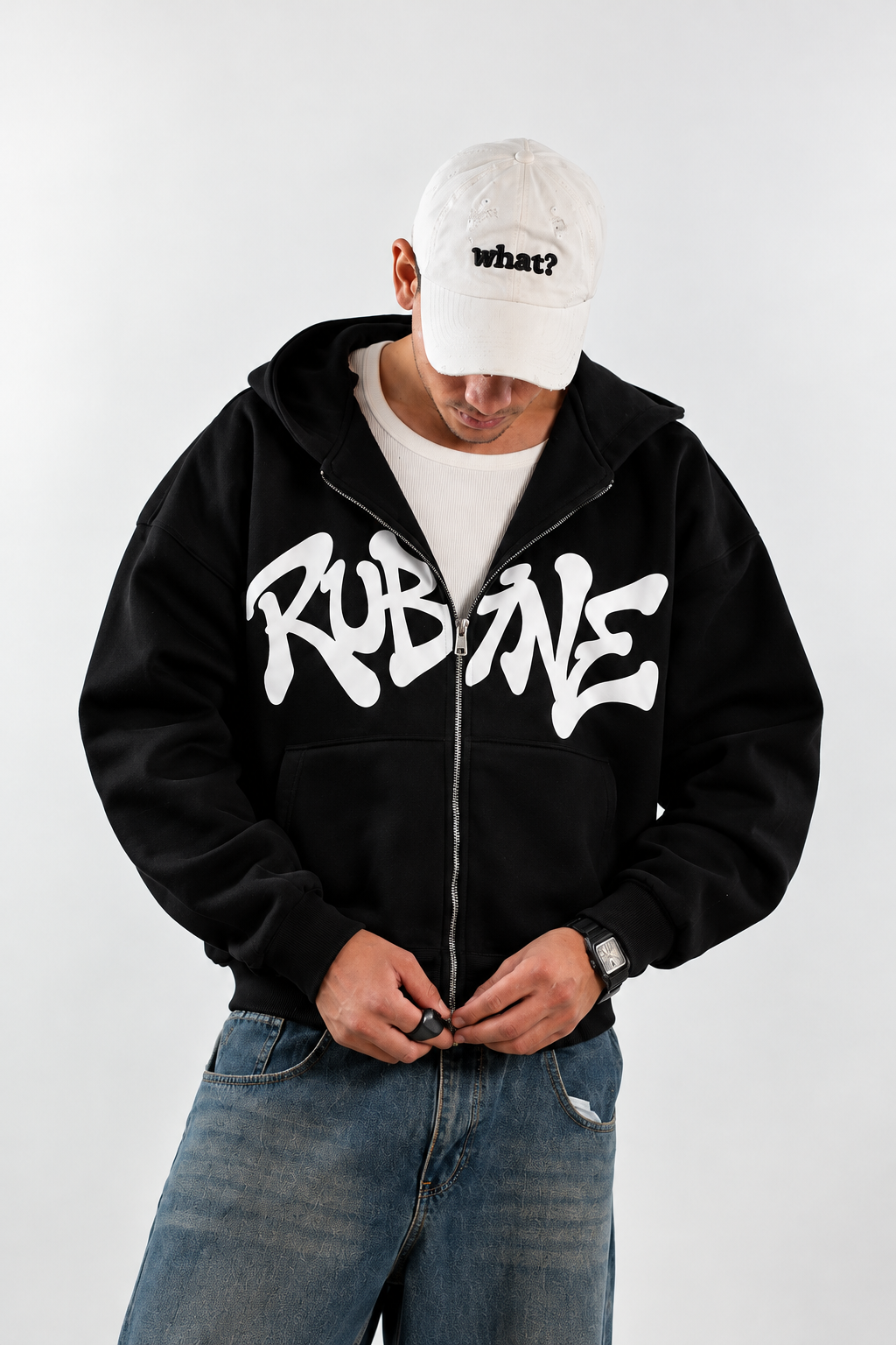 Rubine Graffiti- Black Boxy Zip Up