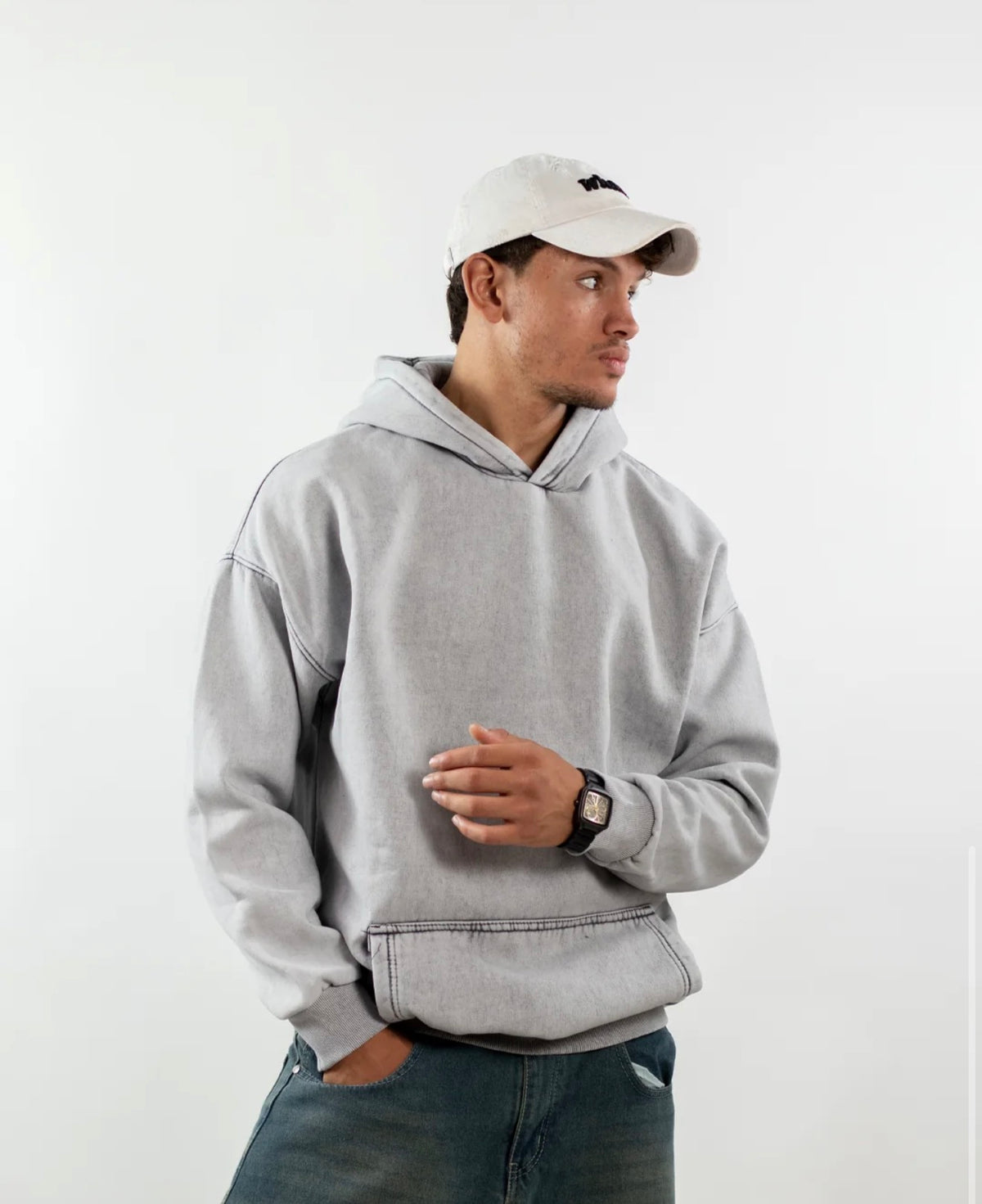Light Gray - Washed Oversized Hoodie