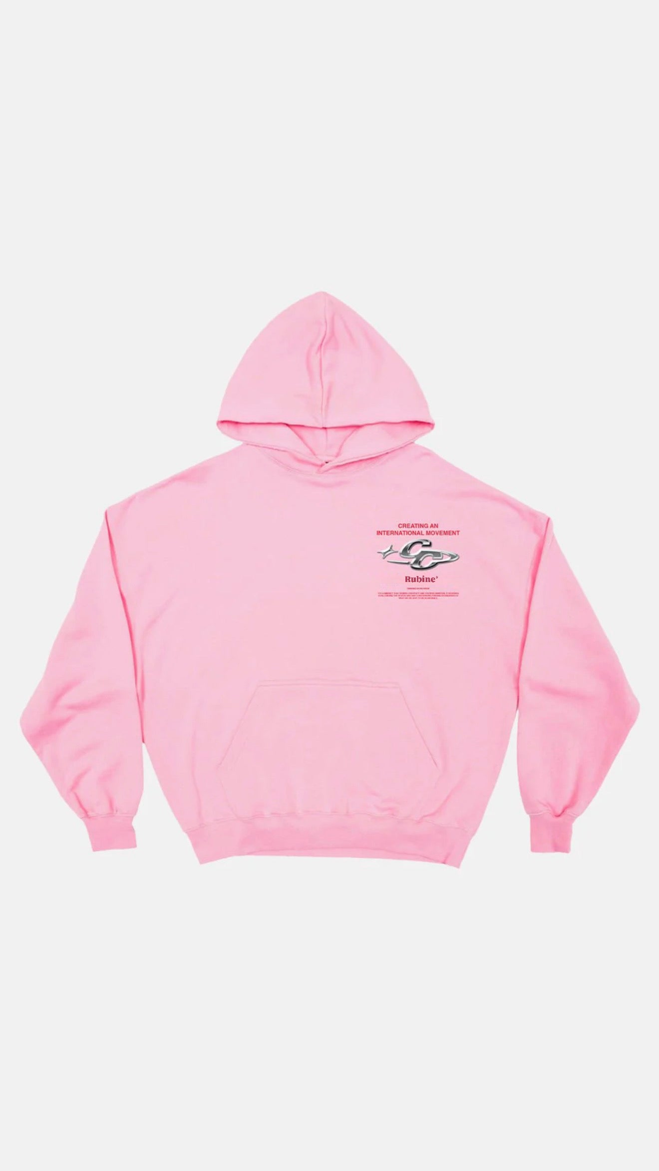 Rubine® “International Movement” boxy fit Pink Hoodie – Limited Edition