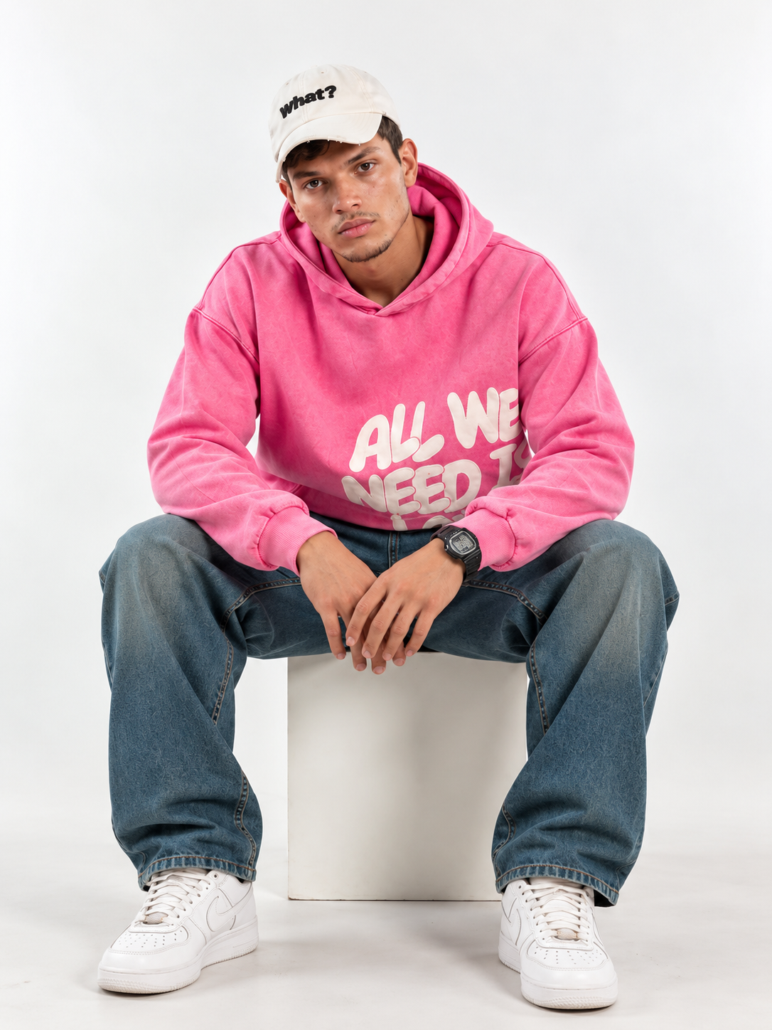 All We Need Is Love - Rose Washed Oversized Hoodie
