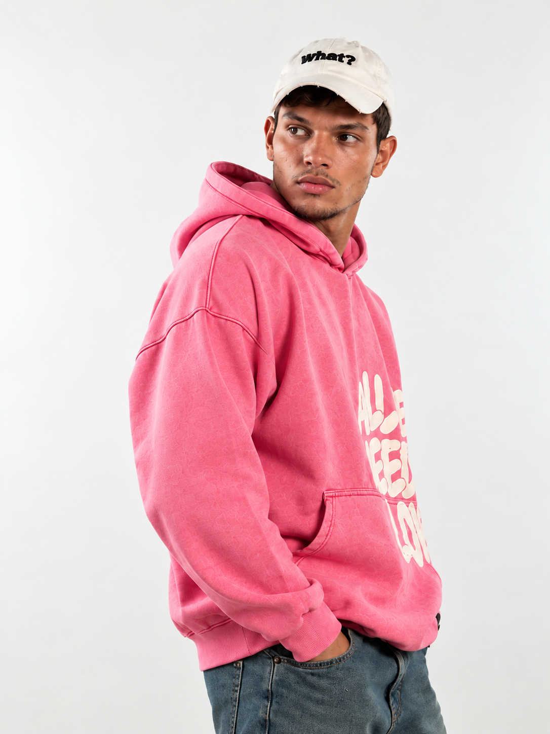 All We Need Is Love - Rose Washed Oversized Hoodie