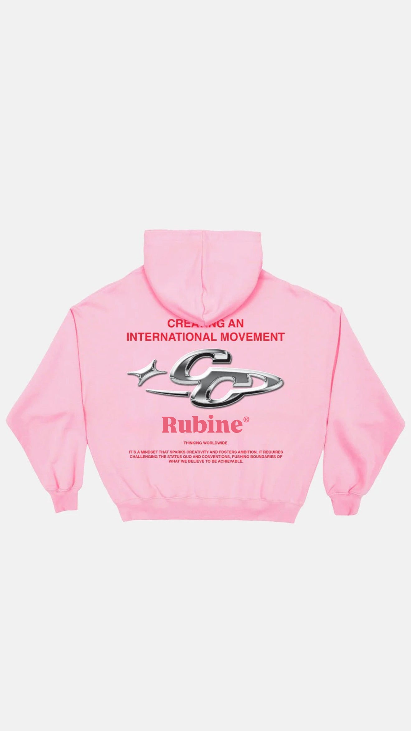 Rubine® “International Movement” boxy fit Pink Hoodie – Limited Edition