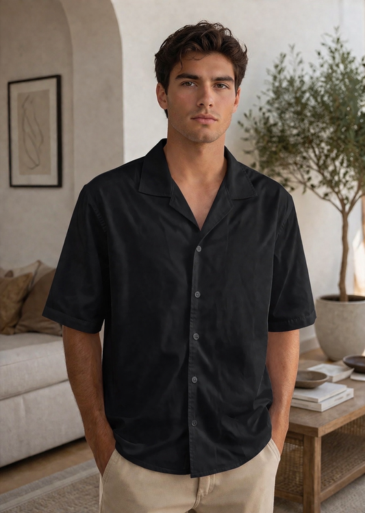 Black Summer Relaxed Shirt – Minimal Style
