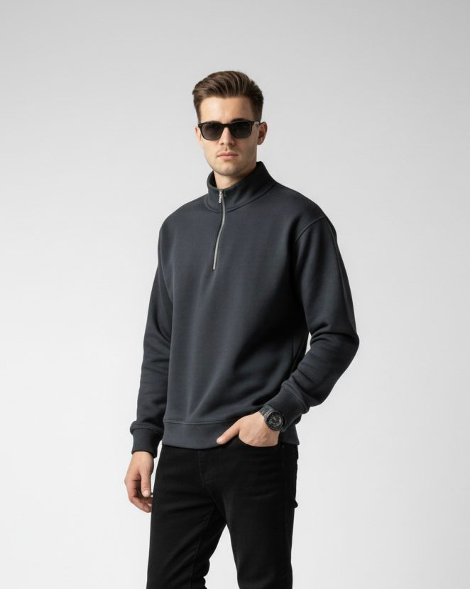 Dark grey quarter zipper oversized fit